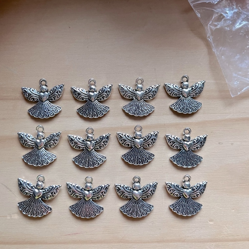 🆕12pc Silver Angel Charms for Jewelry Making